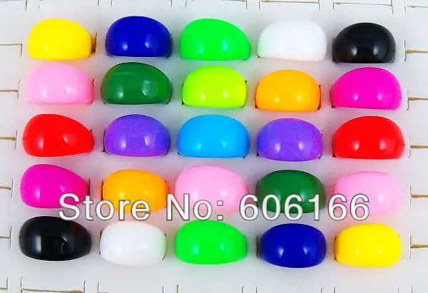 200pcs 14mm CUTE Mix Color Resin Lucite Rings Pearly Luster Colored Acrylic Party Rings Children Girls Fashion Jewelry