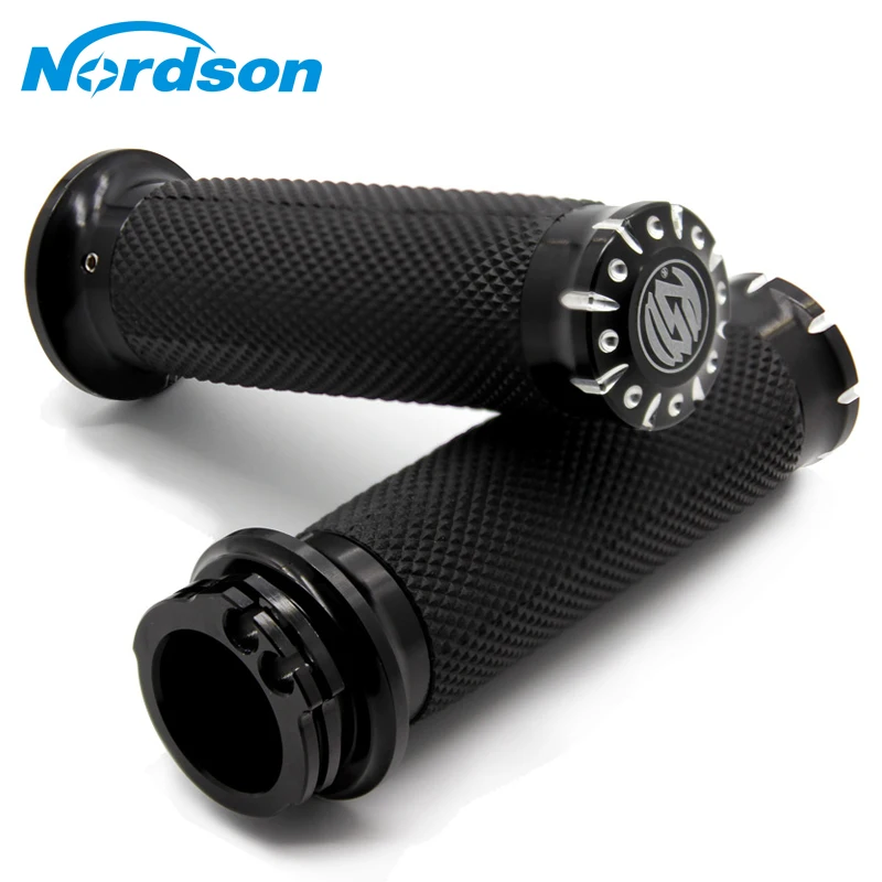 Nordson 25MM Motorcycle Handlebar Grips CNC Handle Bar Grips For Harley Sportster Cruiser Bobber Chopper Custom