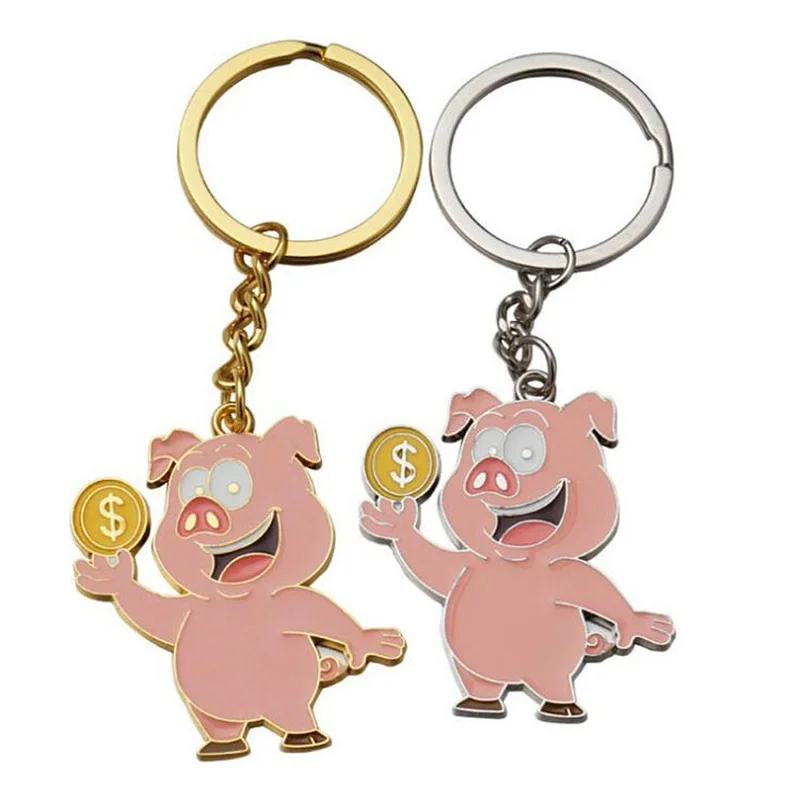 

New Year Gifts Zinc Alloy Pig Key Ring Good Fortune Metal Pig Keychain Business Gifts W9208