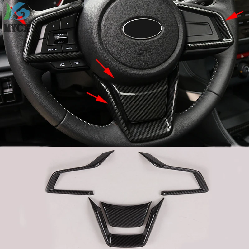 For Subaru Forester 2019 Interior Steering Wheel Trim Decoration Cover ABS Carbon Fiber Car Styling Auto Accessories