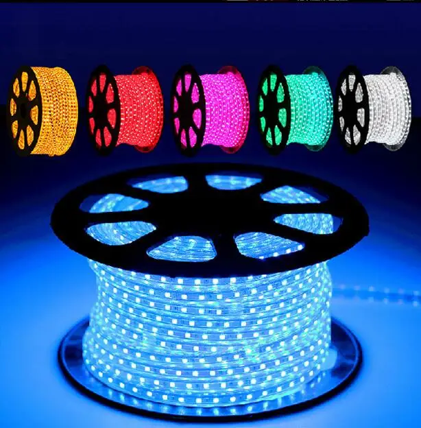 

Super Brightness 3chip/led 220V Fexible 5050 110V rgb led strip with controller 100M/Roll