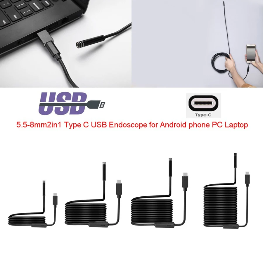 USB PC Android Endoscope Camera 7mm 6LED Lens 1m 3m 5m Flexible Waterproof Android Endoscopy Snake Tube USB Inspection Borescope