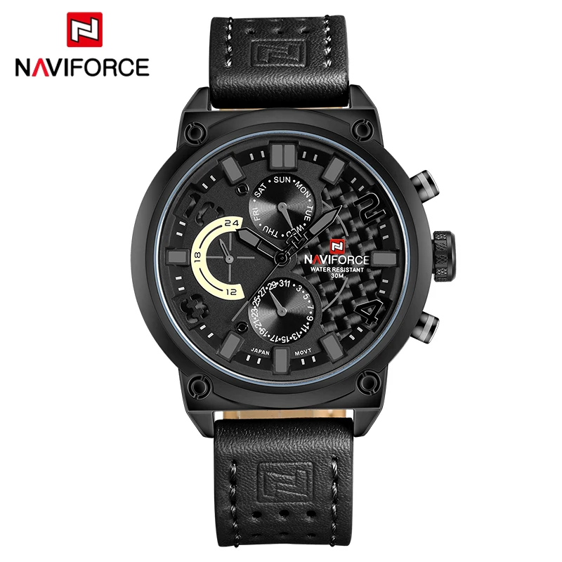 NAVIFORCE 2022 Luxury Brand Men Sport Watches Man Date Waterproof Quartz Watch Military Leather Wristwatches Relogio Masculino