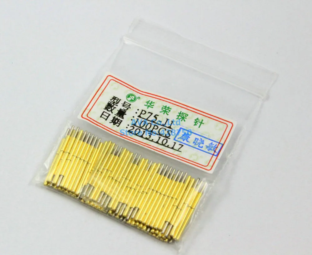 100 Pieces P75-J1 Dia 1.02mm 100g Spring Test Probe Pogo Pin