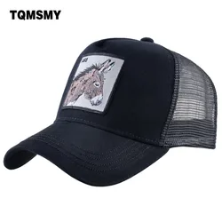 TQMSMY mężczyźni lato bawełniana haftowana zwierząt czapka z daszkiem dla kobiet Mesh osioł czapka typu Trucker czapki dla mężczyzn Gorras czapki na co dzień TDLV