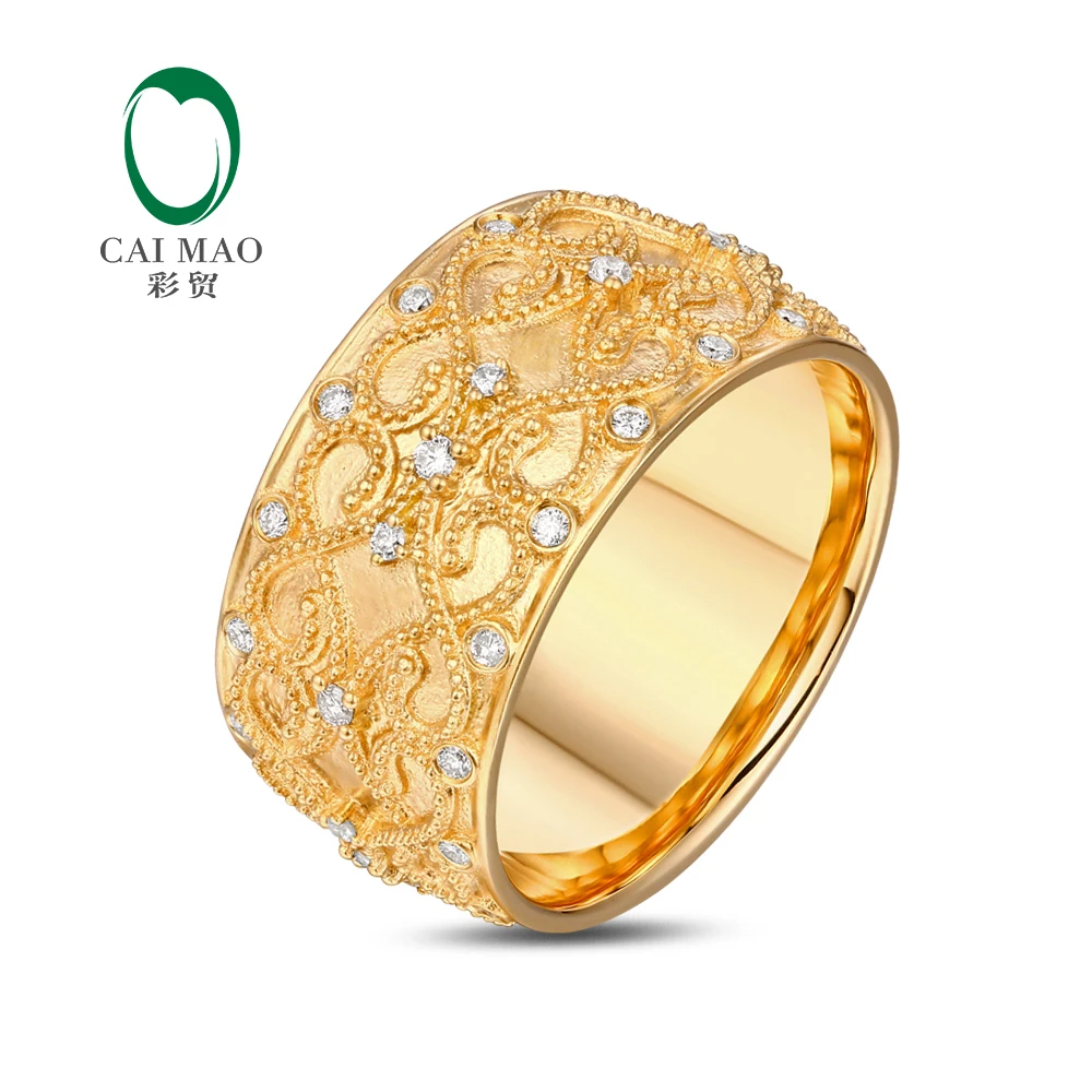 Ring 0.47ctw Natural Diamond 18KT Yellow Gold Full Eternity Milgrain Engagement Classicl Band