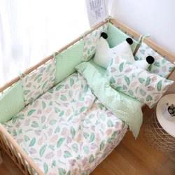 Conjunto de cama do bebê algodão respirável itens do bebê para recém-nascidos berço conjunto cama com pára-choques para menino menina lençol ou colchão cobrir