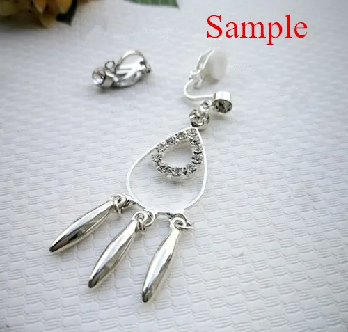 10 sztuk/partia miedzi kolczyki klipy z Rhinestone/nie kolczyk do piercingu drutu haki klipsy do uszu dla DIY akcesoria do wyrobu biżuterii Z775 — zdjęcie 3