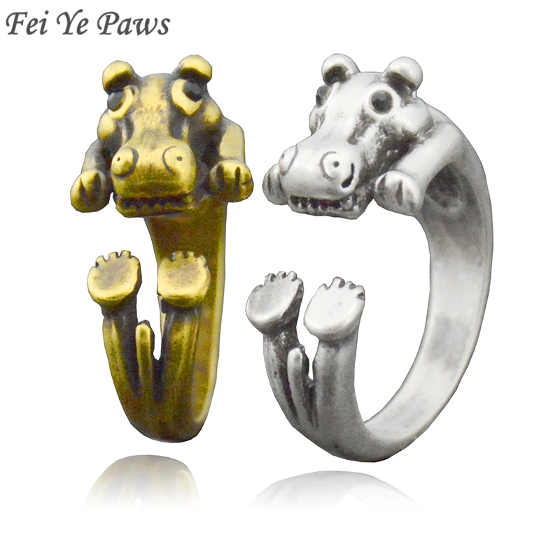 

Fei Ye Paws Boho Retro Hippo Ring For Women Midi Finger Animal Wrap Ring Knuckles Couple Rings Girls Men Ring Party Jewelry