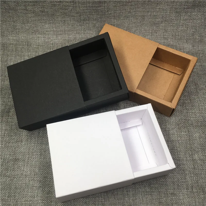 100Pcs/Lot Handmade Kraft Paper Drawer Gift Boxes Various Sizes Colors for Jewelry/Candy/Cake/Small Gift Packing Carrying Boxes