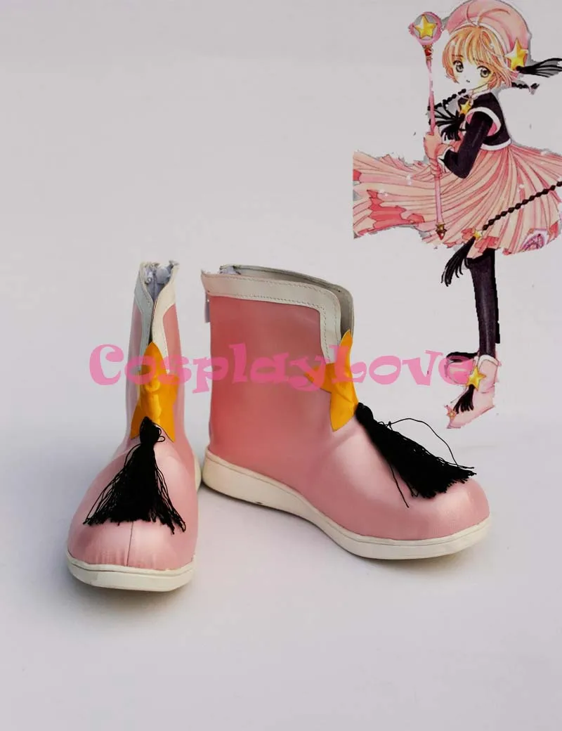 

Cardcaptor Sakura Kinomoto Sakura Pink Combat Cosplay Shoes Boots Hand Made For Halloween Christmas Festival CosplayLove