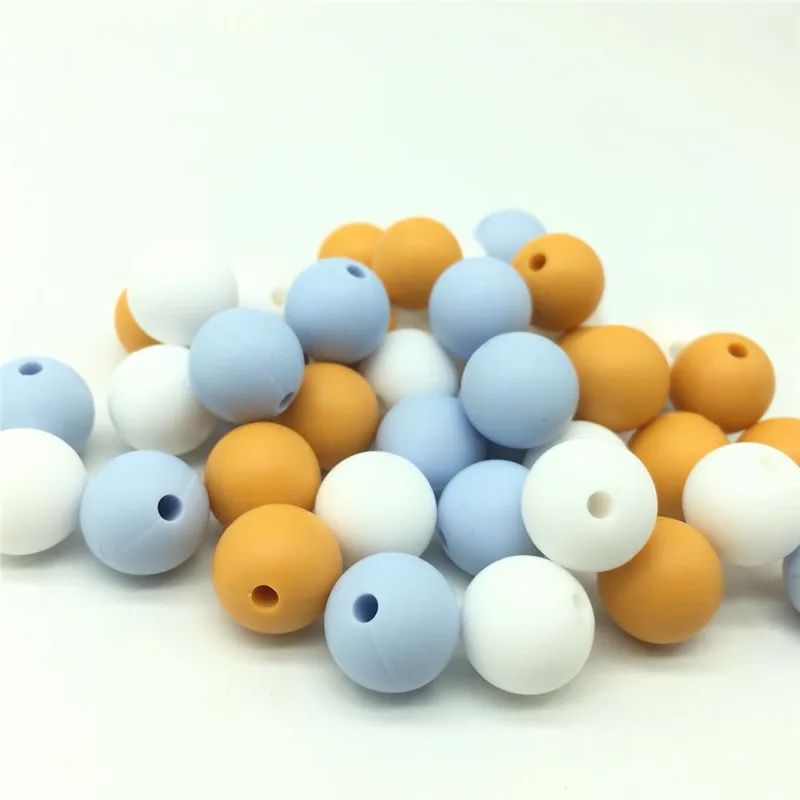 40PCS Mango Blue Mix Combo Silicone Round Beads 12MM DIY Baby Pendant Silicone Teething Necklace Accessories Pacifier Clips Bead