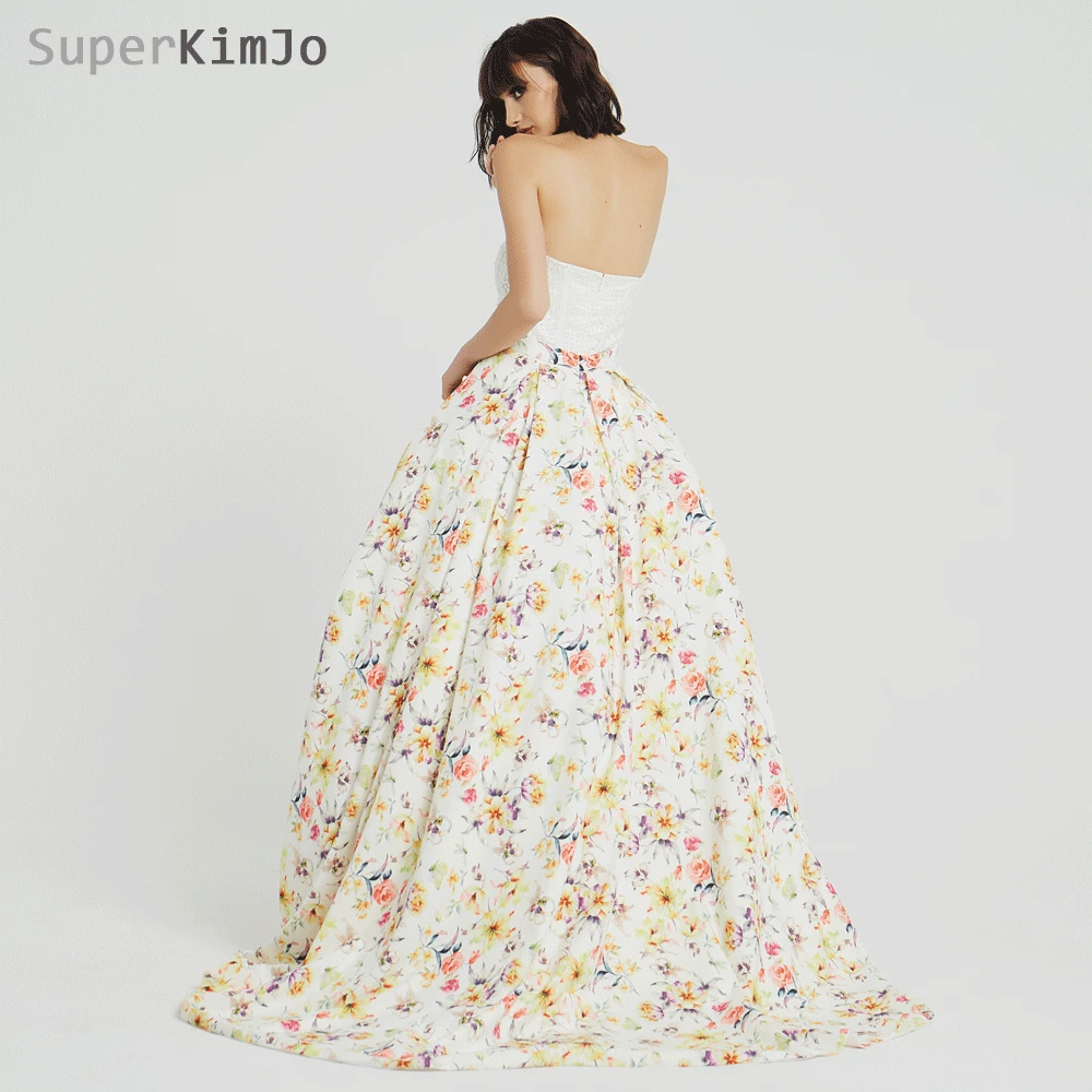 SuperKimJo 2019 Printed Prom Dresses Long Elegant Beaded A Line Prom Gown Abendkleider Vestido De Festa Longo