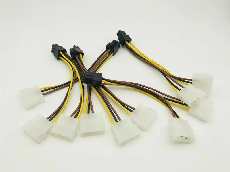 Cable de alimentación PCI-E de 6 pines hembra a Molex 4pin x2, divisor SATA, extensión PCI Express de 15CM para minería BTC, 5 uds.