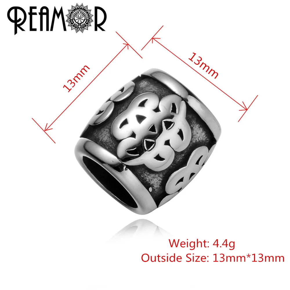 REAMOR 5pcs 316L Stainless Steel Chinese Knot Metal Beads 8mm Large Hole Spacer Charm Beads For DIY Bracelet Jewelry Making