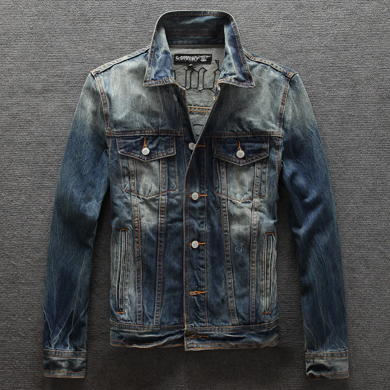 

2017 Autumn spring New Denim Jacket Men Fashion Retro Jeans Men's Denim Jacket Mens Coat