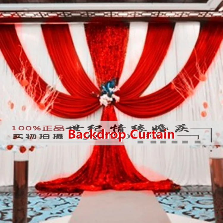 

2024 New Wedding Backdrop Curtain Sequins Swag Top Ice Silk 3X6M(10FTx20FT) Party Background Drape Curtains Wedding Deaoration