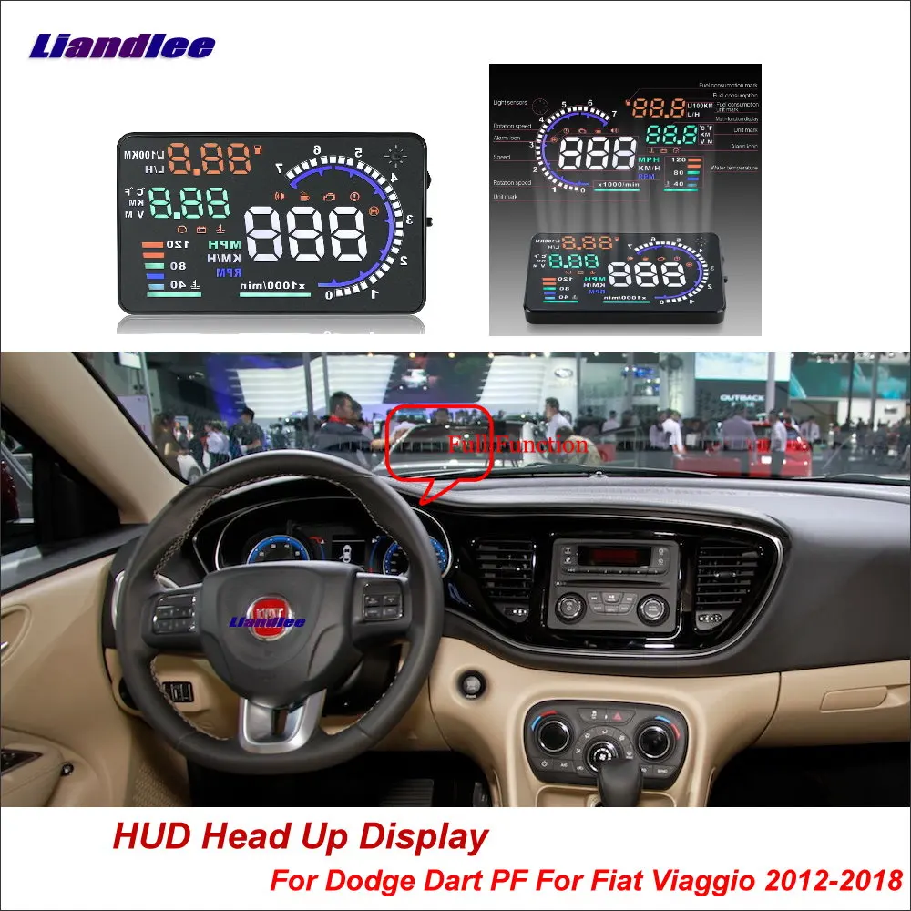 

Liandlee Car Head Up Display HUD For Dodge Dart PF For Fiat Viaggio 2012-2018 HD Projector Screen Overspeed Alert Alarm Detector