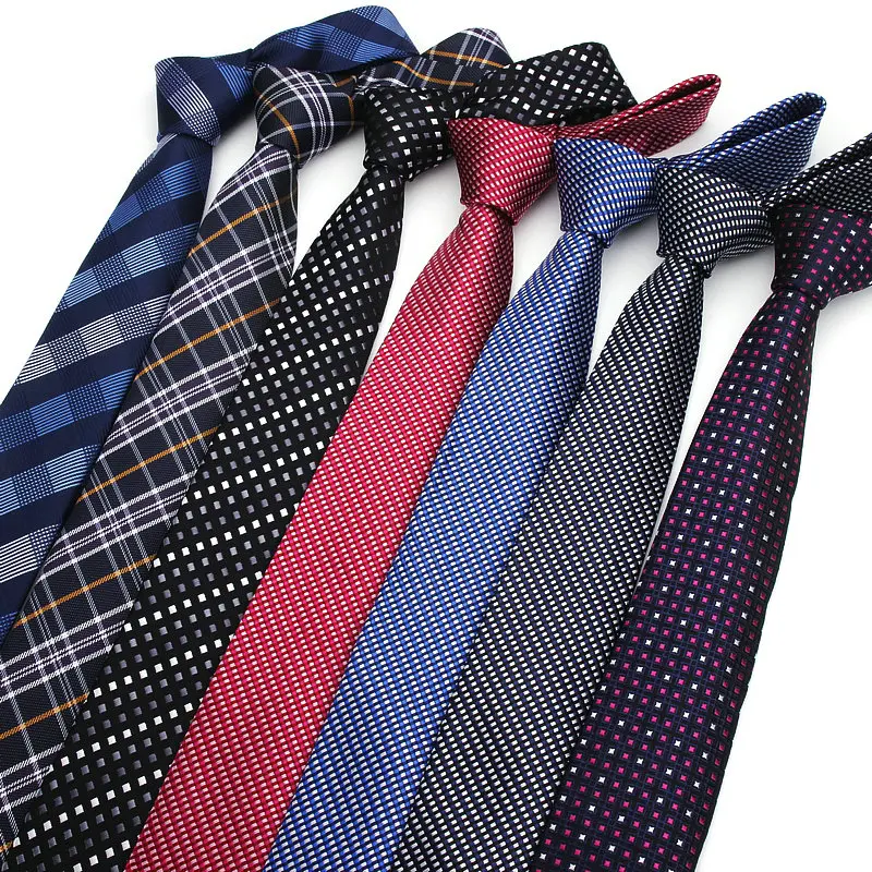 

New Formal Ties For Men Classic Polyester Woven Plaid Dots Party Necktie Fashion Slim 6CM Wedding Business Male Casual Gravatas