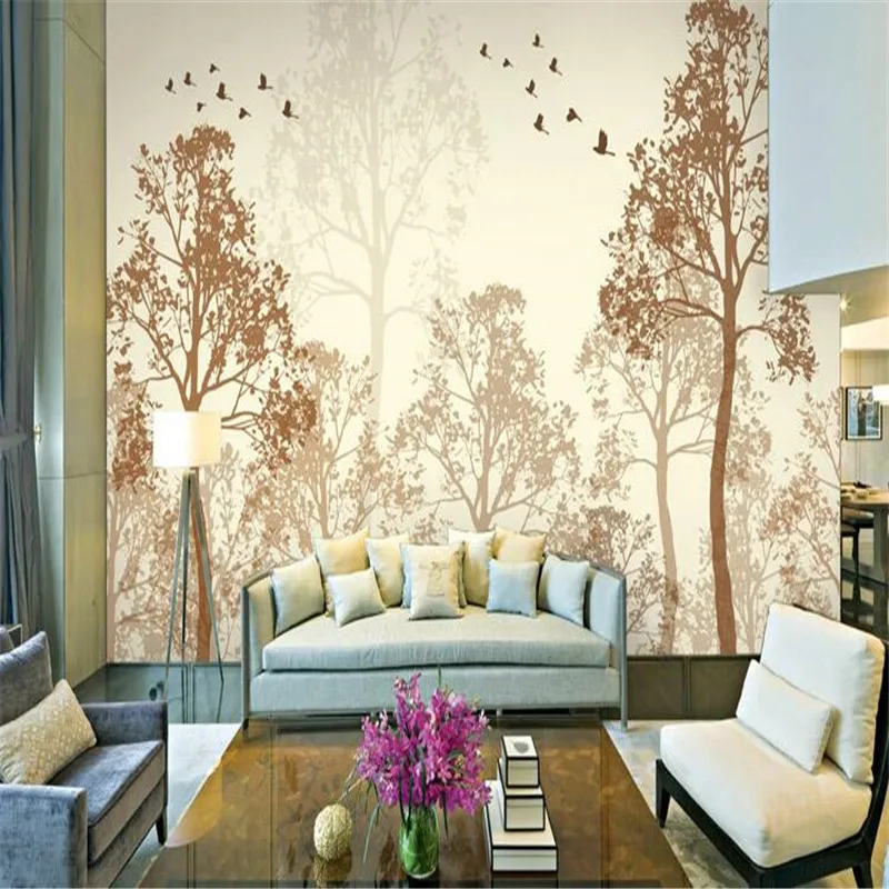 beibehang photo flash Classic simplicity hazy beauty bird tree Art wall paper wall mural wallpaper painting for living room