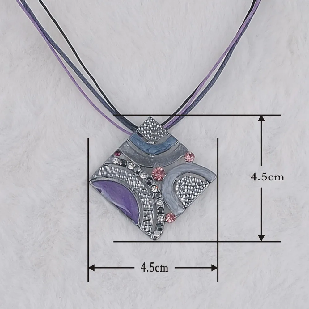 Multi Color Square Alloy Enamel Pendant Necklace Factory Direct Free Shipping