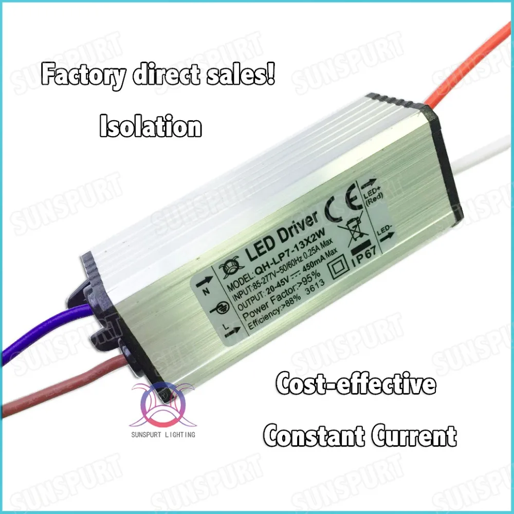 3Pcs Waterproof 20W AC85-277V LED Driver 7-13x2W 430mA DC20-45V  LED PowerSupply Constant Current  For CeilingLamp Free Shipping