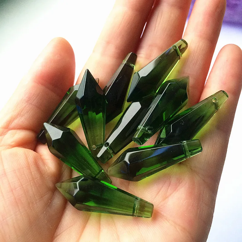 120pcs/lot 36*10mm Green Glass Crystal Chandelier Parts Crystal Prisms Pendants For Birthday Party Wedding decoration+free rings