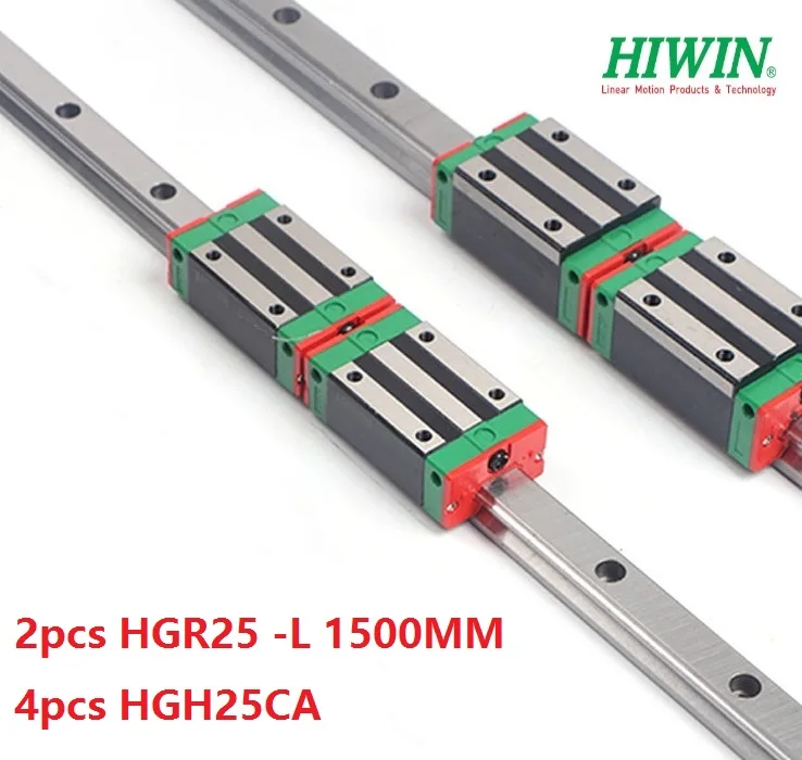 2pcs Hiwin linear guide HGR25-1500MM + 4pcs HGH25CA linear narrow blocks for cnc router