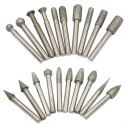 20pcs Shank Dia 6mm Diamond Point Set mounted points grinding burrs Die Grinder Carving Router Bit