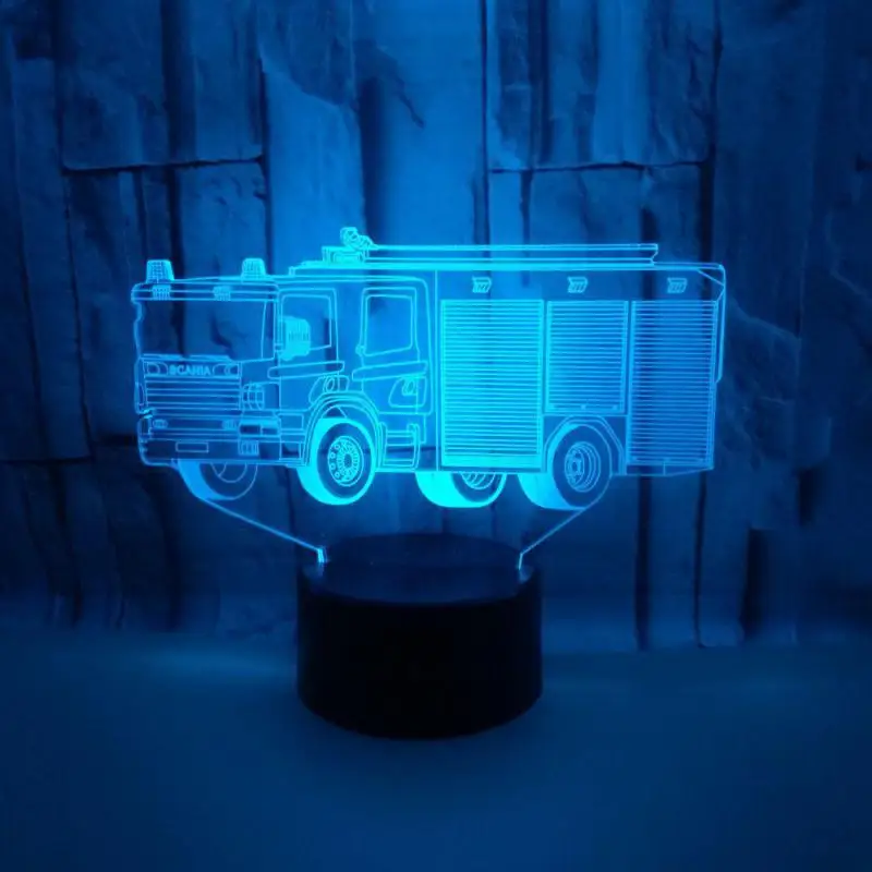 

Fire Vehicle 3d Table Lamp led Nightlight Seven Colors Touch Remote Control Desk Lamp Gift Atmosphere 3d Led Small Deco Lamps