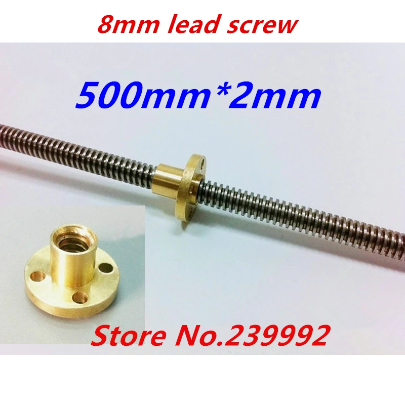 

Free shipping RepRap 3D Printer THSL-500-8D T-type stepper motor Lead Screw Dia 8MM lead 2mm Length 500mm with Copper Nut