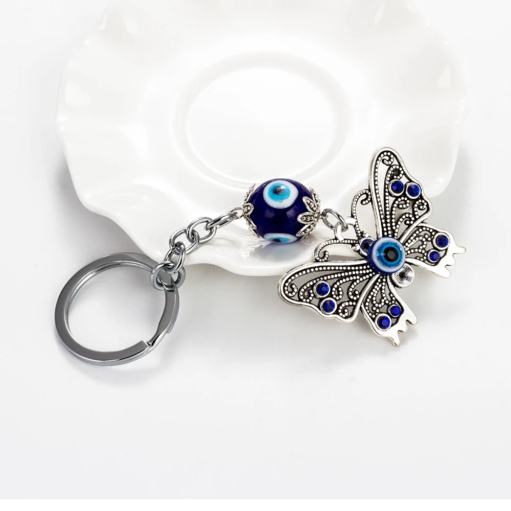 Lucky Eye Butterfly Keychain Evil Eye Key Chain Animal Keychain Car Pendant Jewelry For Men Women EY06