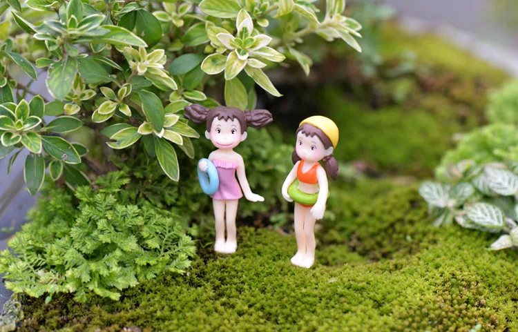 1 Pcs Miniatures Anime Girl Terrariums Figurines Action Figures Fairy Garden Succulents Desktop For Kids Decor Plastic Crafts