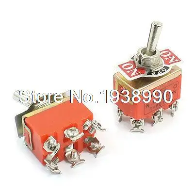 Panel Mount 2PDT ON/OFF/ON 3 Position Toggle Switch AC 250V 15A E-TEN1322 2pcs