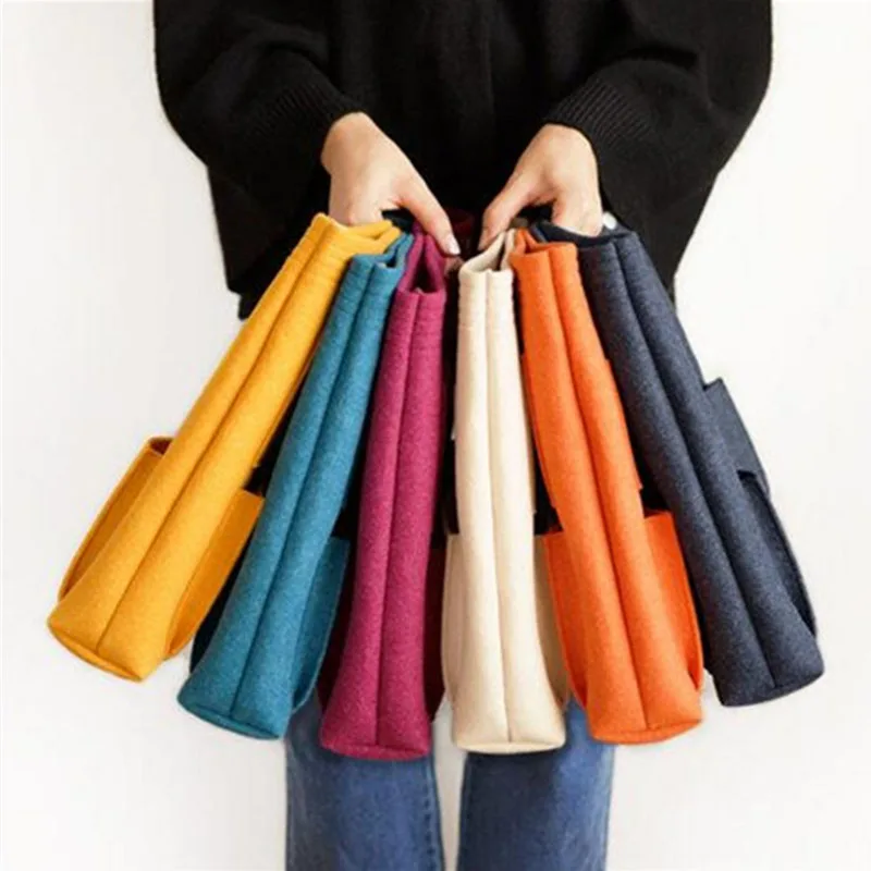 Bolsa de maquillaje multifunción, organizador de monedero con inserto de fieltro, bolsas de cosméticos con múltiples bolsillos, organizador de