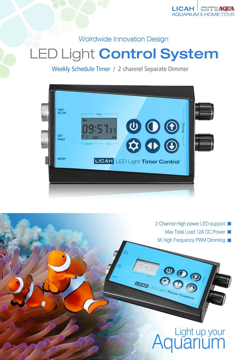 XFUYI Aquarium Light Timer Fish Pour Contrôleur De Lumière Et Immer Programme 24 Heures Pour C 5V-30V Simulation Du Lever Et Du Coucher Du Soleil ABS