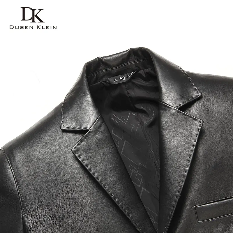 Dusen Klein Men Genuine Leather Suit Jacket Sheepskin Coat Slim/Casual/Black 71J8826