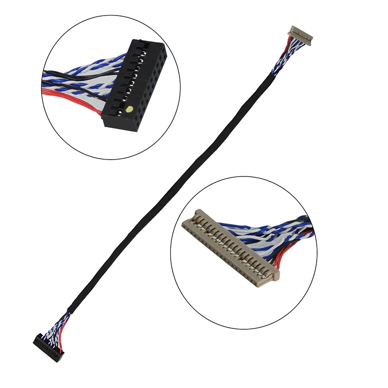 Cable LVDS de 20 pines, 26cm, DF14 D8 para Panel de controlador LCD, 1CH, 8 bits, 8 bits, 15 pulgadas, M150XN07, 1024x768, XGA, 8 bits, TFT LCD
