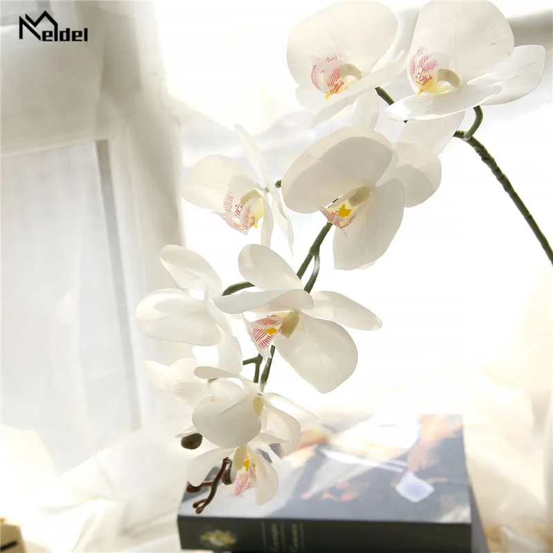 Meldel Wedding Bouquet Bridal Bridesmaids Holder Orchid Bouquet Artificial Phalaenopsis Flower DIY Home Office Wedding Decor