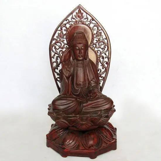 V Grenadilla wood carving crafts mahogany Home Furnishing feng shui ornaments lotus lotus Guanyin Buddha