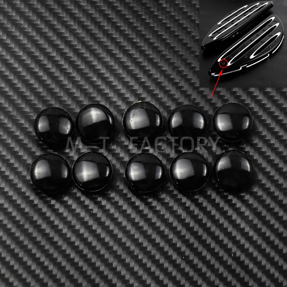 10PCS Motorcycle Floorboard Rubber Pads Footpeg Rubber Insert Pads Gloss Black For Harley Touring Foot Rest Driver Floorboard