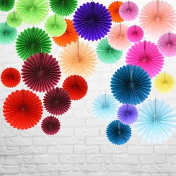 5pcs 10/15/20/25cm Paper Fan Pinwheel Round Lantern for Wedding Festival Party Hanging Flower Decor Birthday DIY Craft Supply 8z