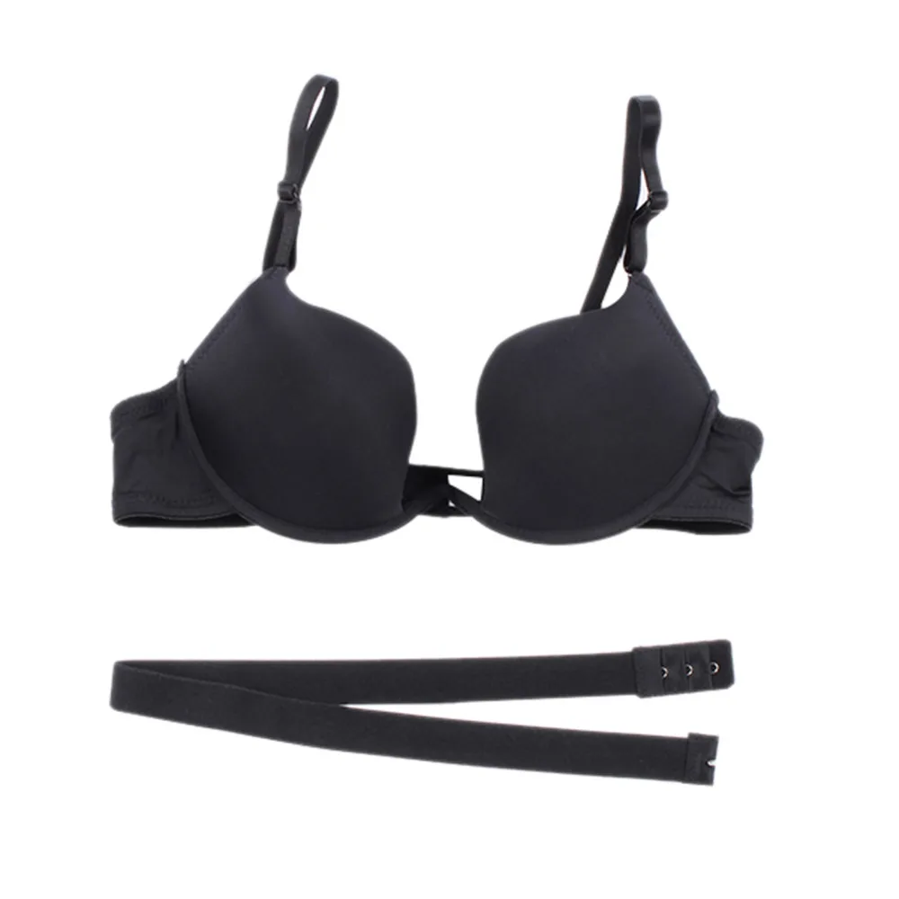 Deep U Low Cut Super Push Up Backless Bra For Women Fashion Sexy Cross Back Bra Solid One Piece Bra Beauty Back