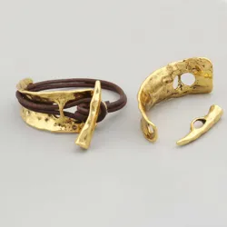 3 Sets Alloy Hammered Big Size Half Cuff Bangles For Multi Strand Leather Wrap Wrist Band Bracelet