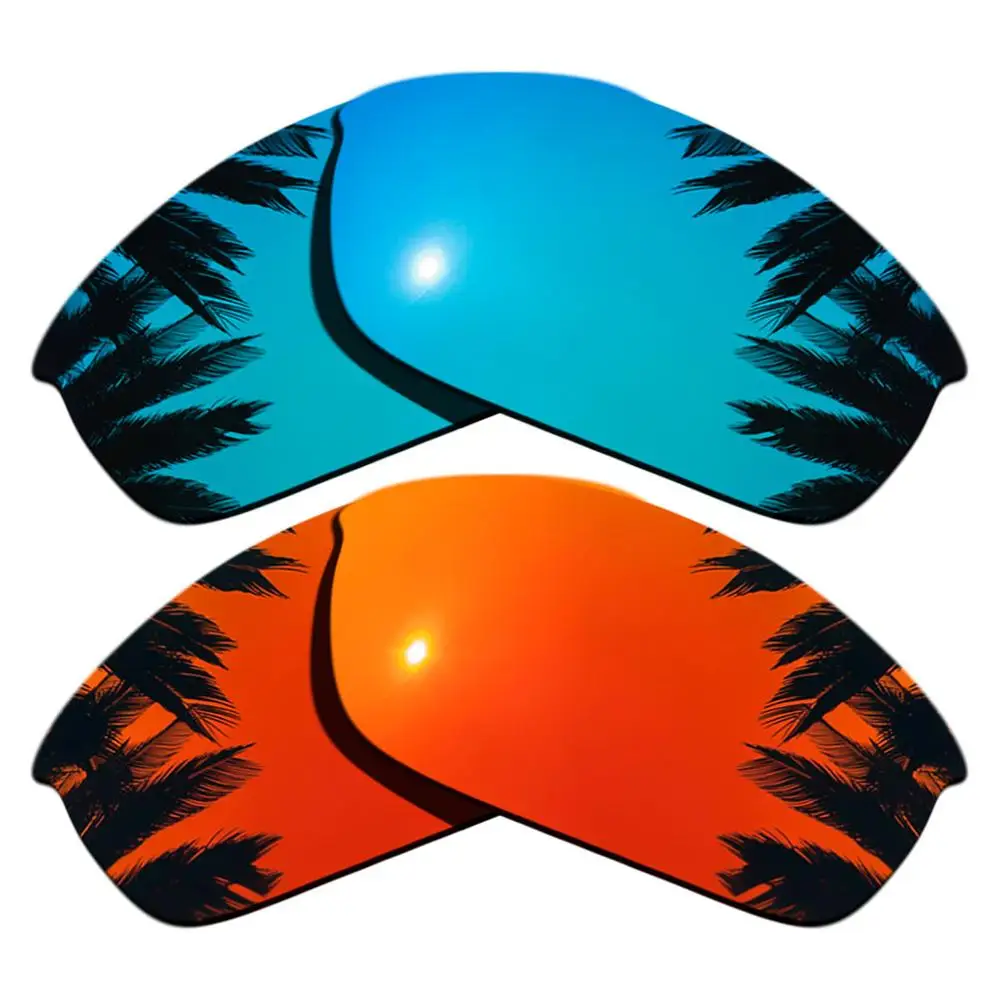 

Orange Red Mirrored & Ice Blue Polarized Replacement Lenses for Flak Jacket Frame 100% UVA & UVB