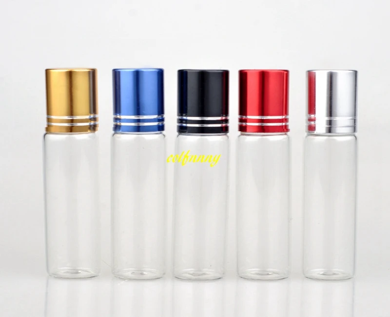 

100pcs/lot Fast shipping 10ml Clear Glass Roll On Essential Oils Perfume Bottles With Stainless Steel Roller Ball bottle