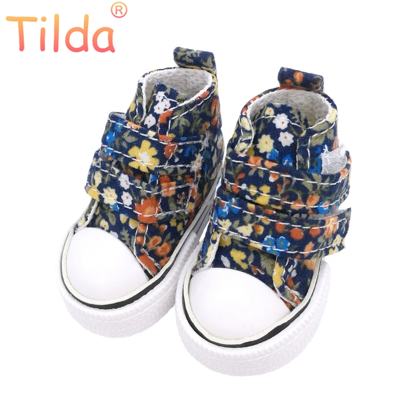 Tilda 6cm Canvas Sneakers For Minifee Paola Reina Dolls,Floral Shoes for Corolle Doll 1/4 Footwear Sneakers Dolls Accessories