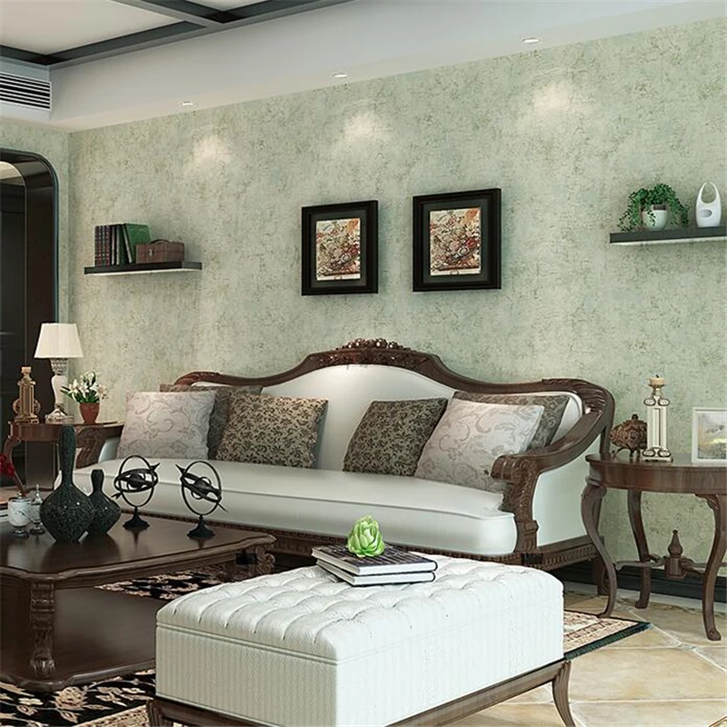 High-end papel de parede American Village วอลเปเปอร์ตกแต่งบ้าน Retro ธรรมดากระดาษห้องนอนห้องนั่งเล่นวอลล์เปเปอร์