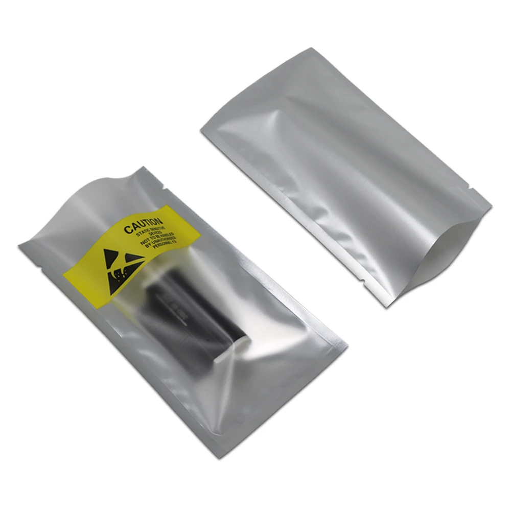 

300pcs/Lot Open Top Aluminum Foil Antistatic Package Bag For Cell Phone Battery Heat Seal Plastic Storage Bag With Caution Label