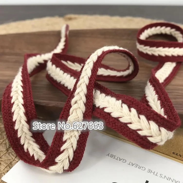 15mm woven cotton belt Herringbone cotton webbing Decorative webbing DIY garment accessories